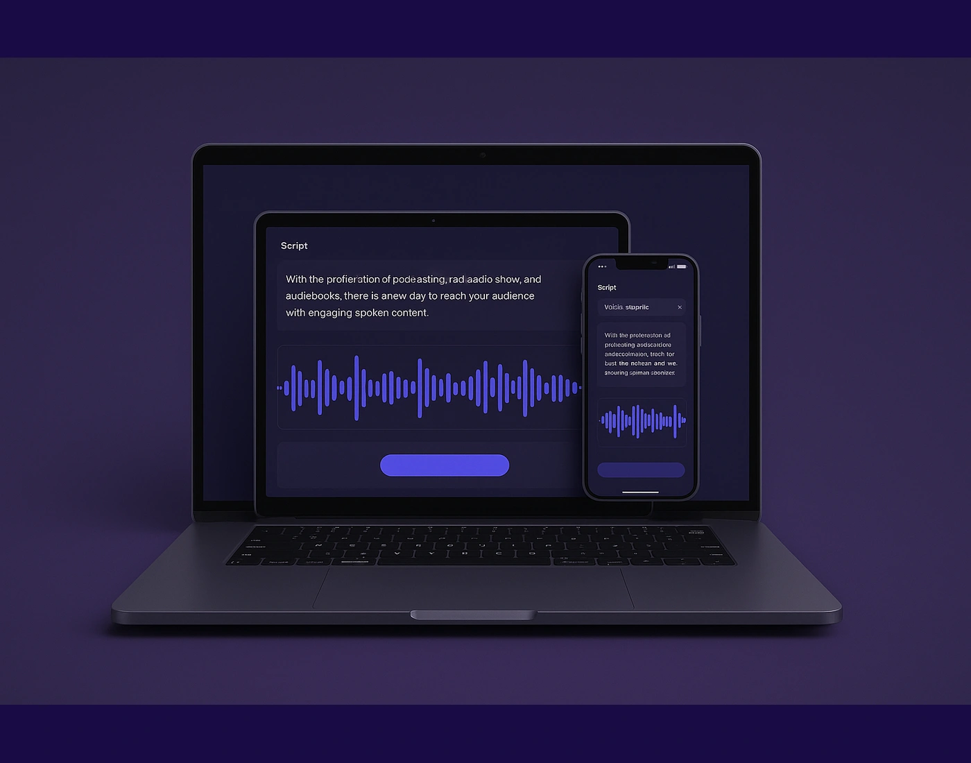 VoiceOver Maker interface preview on iPhone and iPad